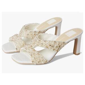 Dolce Vita Women's Gitel Rhinestone Crossband Dress Sandals Ivory 9 NIB Stylish